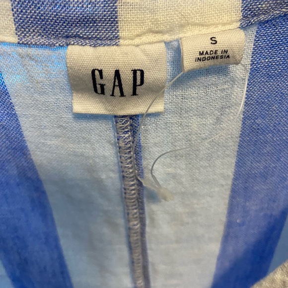 NWOT GAP Linen Mix Blue & White Striped  Tied Front Crop Top Size Small - Picture 7 of 8